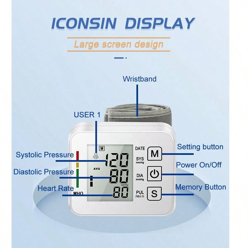 Monitor LCD electrónico de presión arterial de muñeca con descuento del 50%
