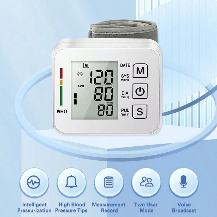 Monitor LCD electrónico de presión arterial de muñeca con descuento del 50%