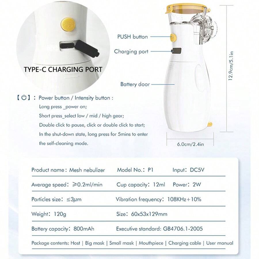 Portable Nebulizer Handheld Device for Adults & Kids