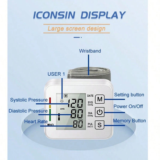 Monitor LCD electrónico de presión arterial de muñeca con descuento del 50%
