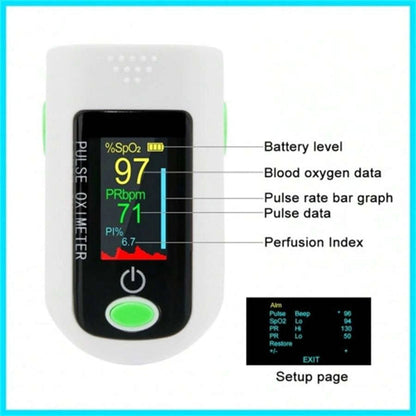 Oxímetro de pulso de dedo, monitor rápido de SpO2 y frecuencia cardíaca con pantalla