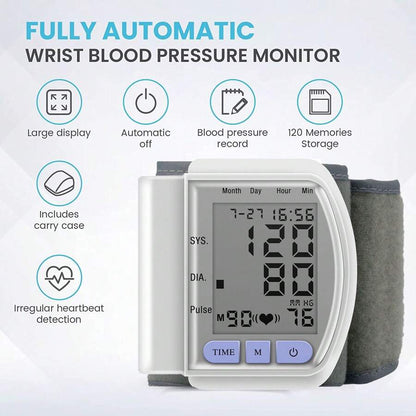 Compact Wrist BP Monitor Rechargeable, 2×99 Memory